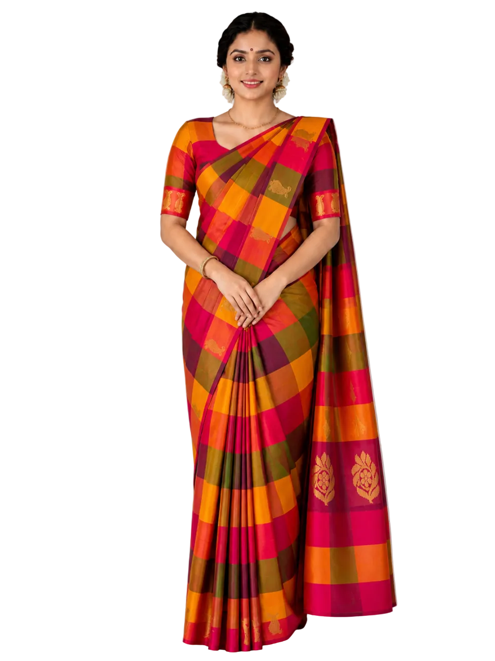 RICH MAGENTA AND YELLOW WITH MULTICOLOR PAALUM PAZHAVUM AARANI SILK SAREE