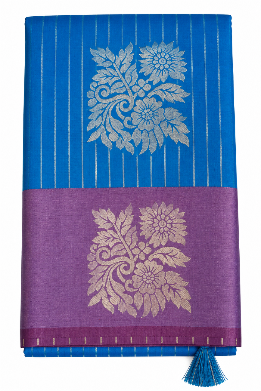 Peacock blue with purple color luxuary silk saree