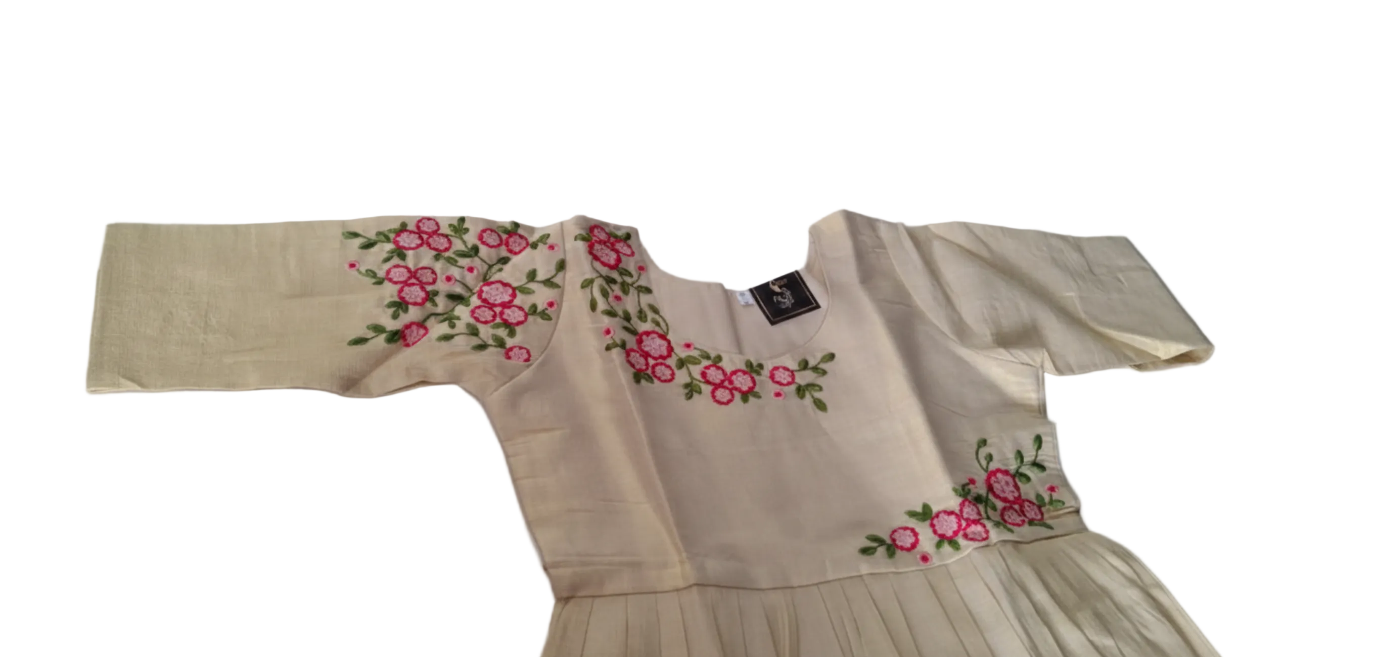 CREAM COLOR TISSUE SILK UMRELLA CUT TOP
