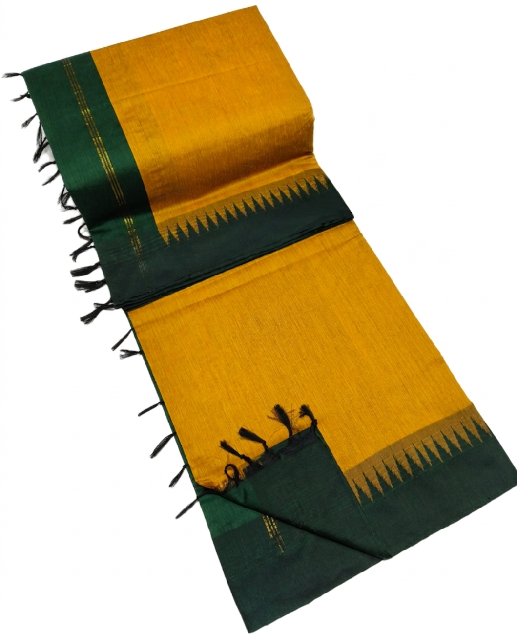 MANGOYISH YELLOW WITH BOTTLE KALYANI PURE COTTON SAREE