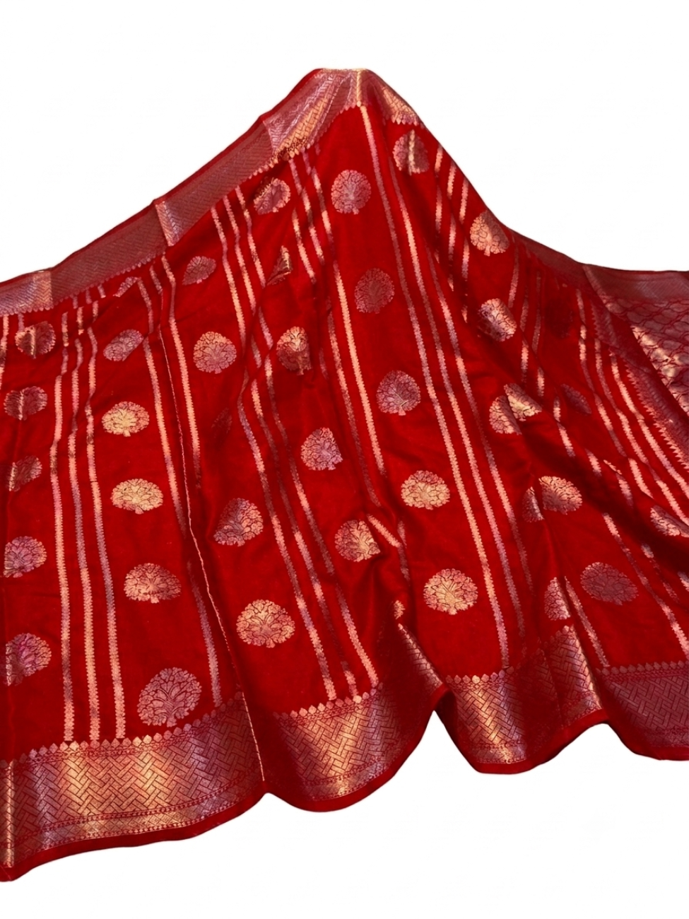 Red color Banarasi soft dupion silk saree