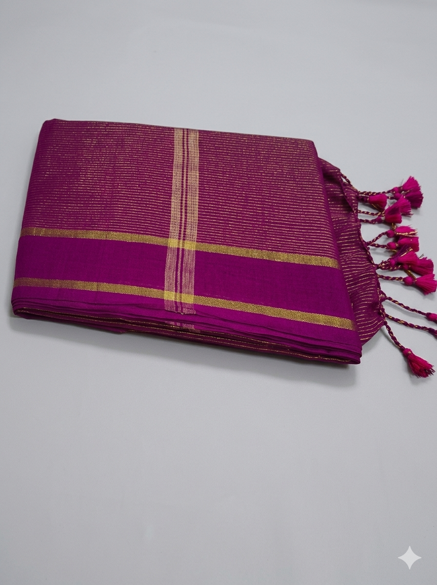 RICH MAGENTA COLOR KADHI COTTON SAREE