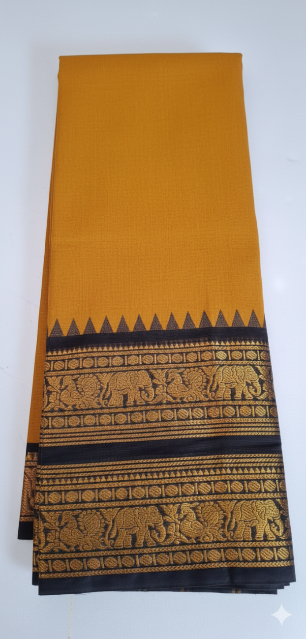 MUSTARD YELLOW PURE KANCHI COTTON SAREE