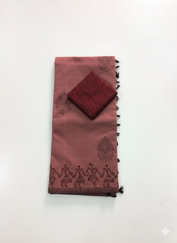 MAROON SHADE SOUTH COTTON SAREE