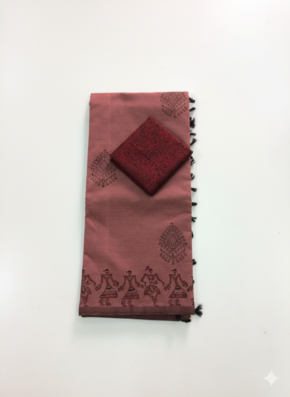 MAROON SHADE SOUTH COTTON SAREE