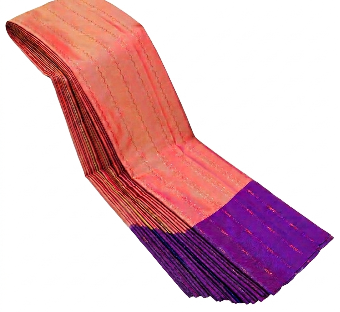 Peach-Pink with Rich Purple Border Aarni Double color silk saree