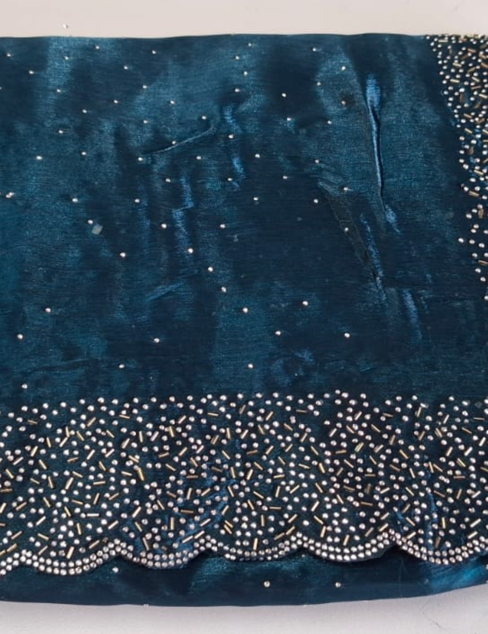 PEACOCK BLUE COLOR SPACE SILK SAREE