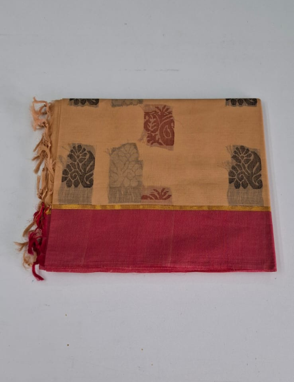 Cream with Pink Negamam Cotton Saree