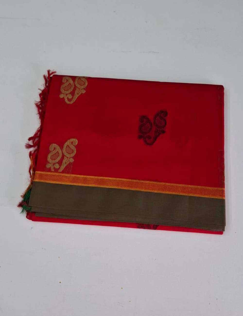 Red with Green Negamam Cotton Saree