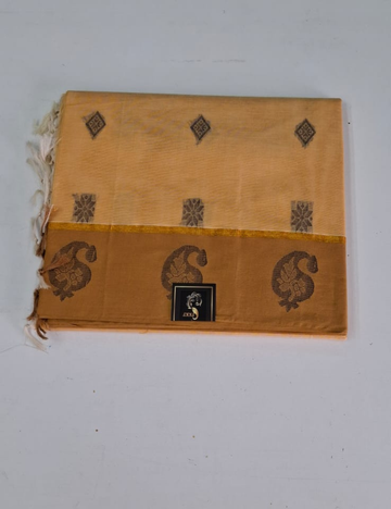 Cream With Golden Negamam Cotton Saree