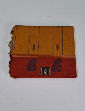 Yellow With Pink Negamam Cotton Saree