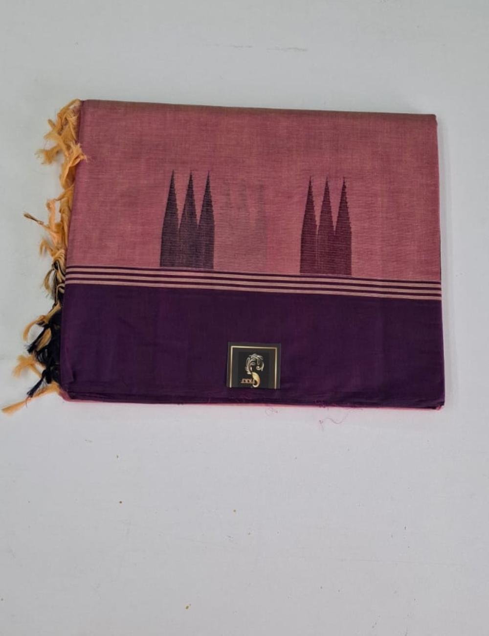 Light Pink With Dark Blue Negamam Cotton Saree