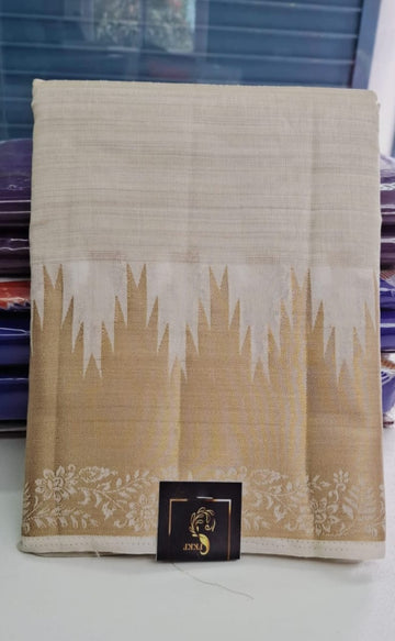 White Colour Royal Tussar Silk Saree