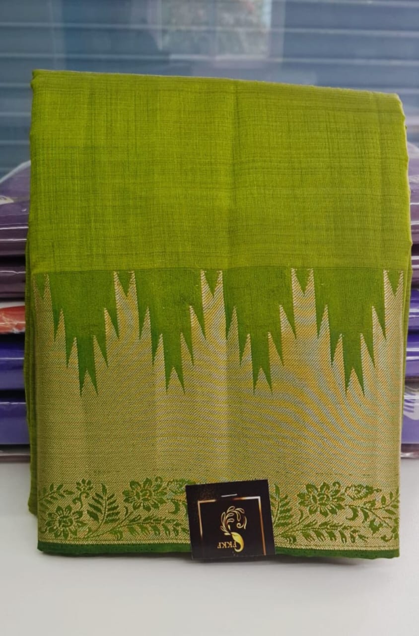 Olive Green Colour Royal Tussar Silk Saree