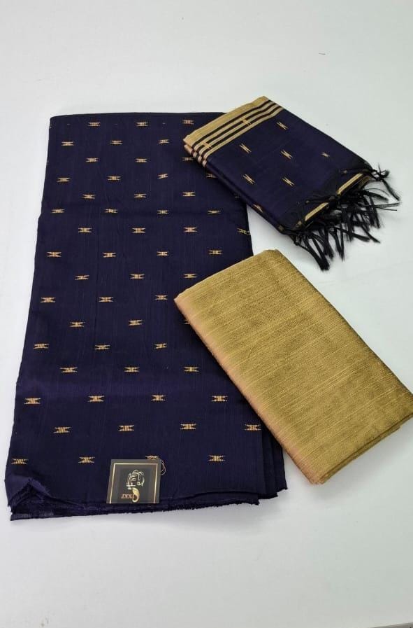 Navy blue Raw Silk Salwar Material