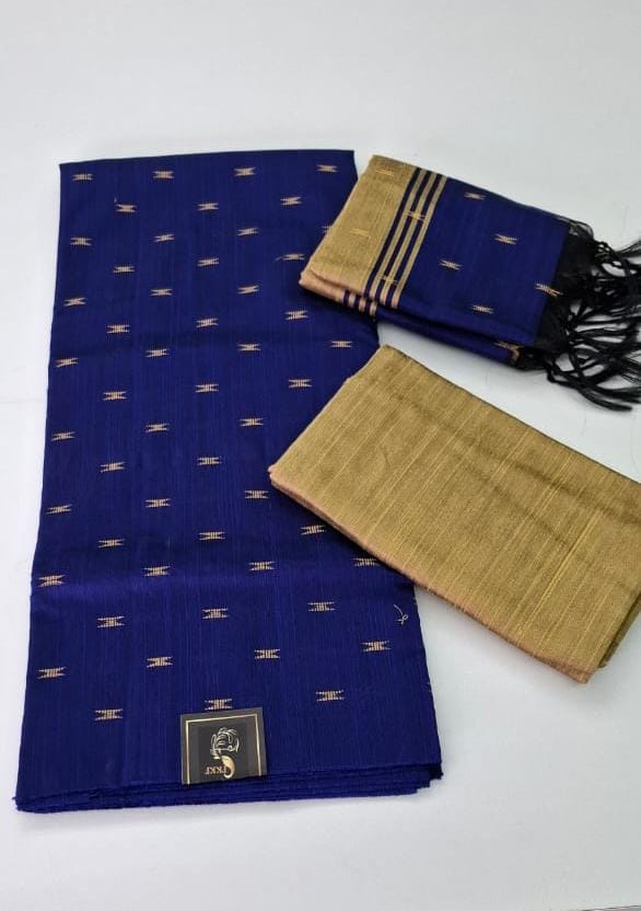 Blue Raw Silk Salwar Material