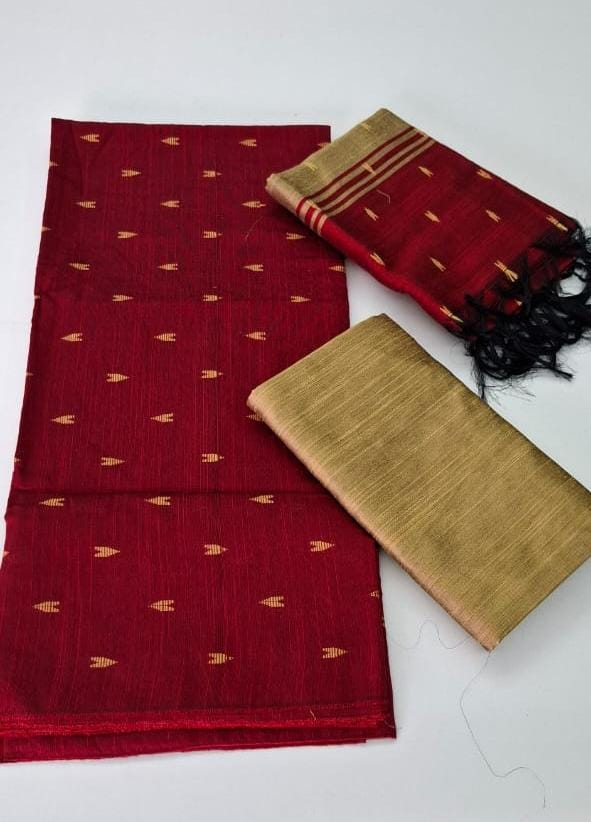 Maroon Raw Silk Salwar Material
