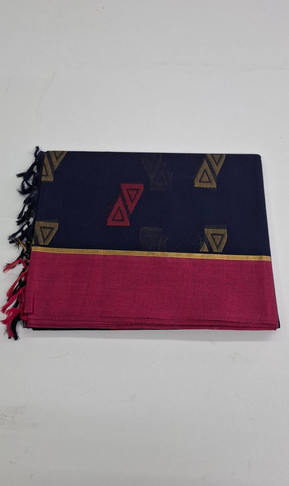 Dark Blue with Pink Negamam Cotton Saree