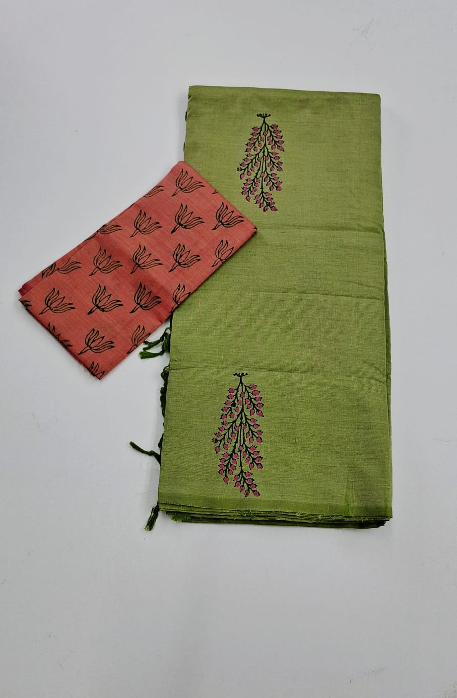 Olive Green South Cotton Saree