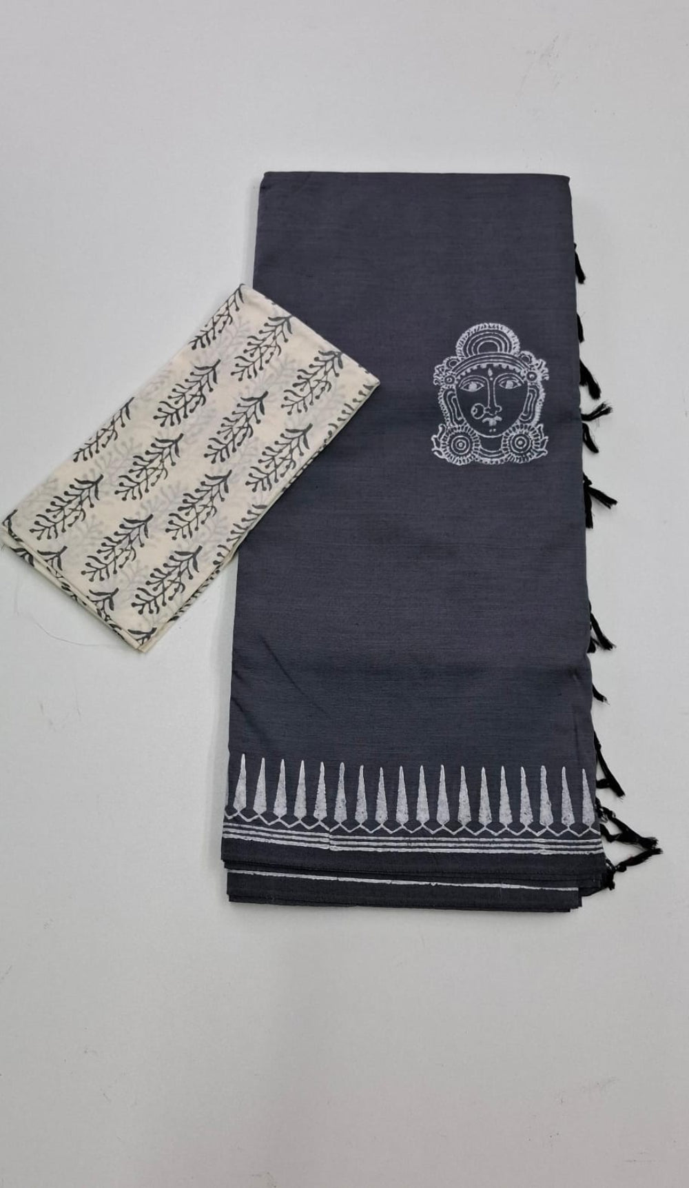 BLACK WITH WHITE COLOR SOUTH COTTON SAREE