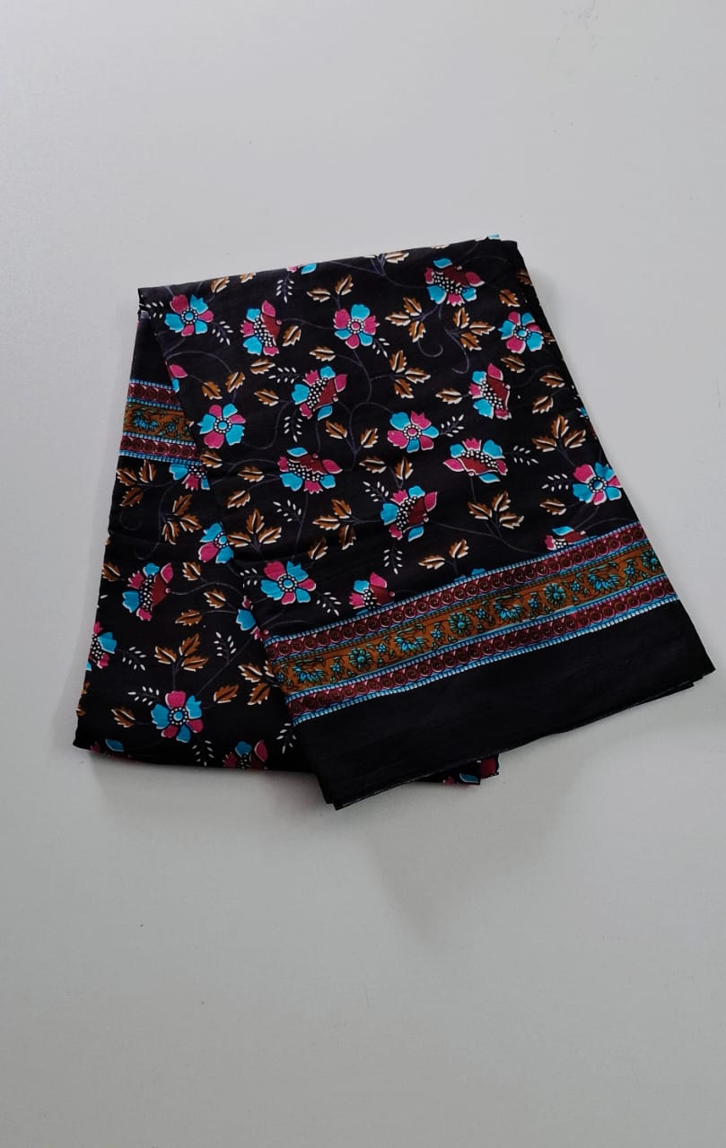 Black Mul Mul Cotton Saree