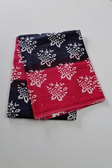 Black With Pink Mul Mul Cotton Saree