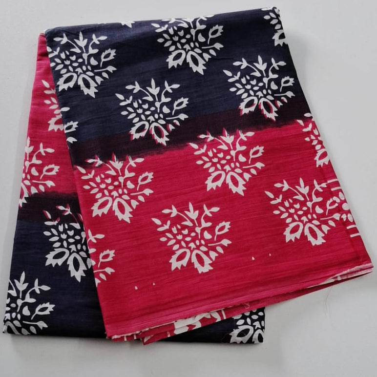 BLACK WITH PINK COLOR MULMUL COTTON SAREE