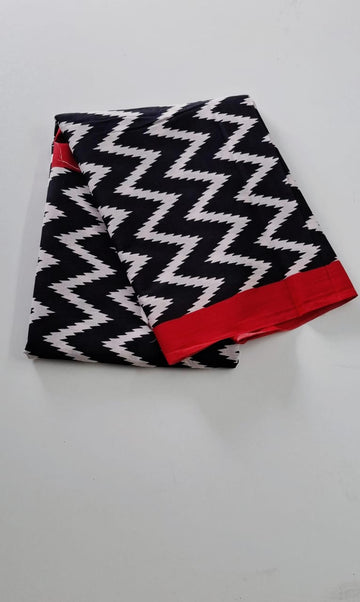 Black With Red Mul Mul Cotton Saree