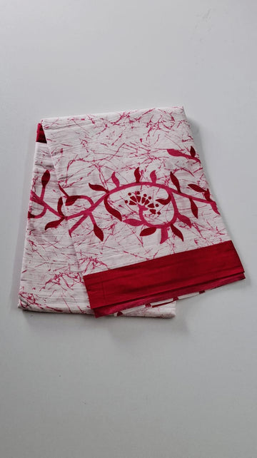 White With Pink Mul Mul Cotton Saree