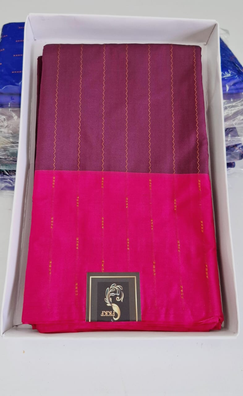 Brown With Pink Arani Silk Saree