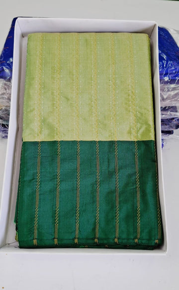 Green With Dark Green Arani Silk Saree