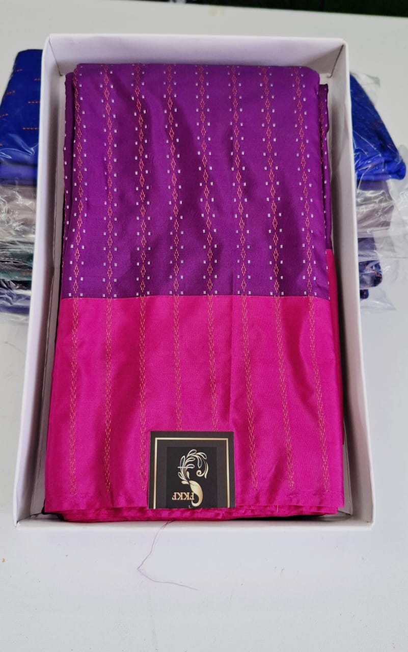 Violet With Pink Arani Silk Saree