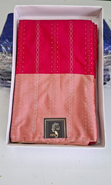Pink With Light Peach Arani Silk Saree