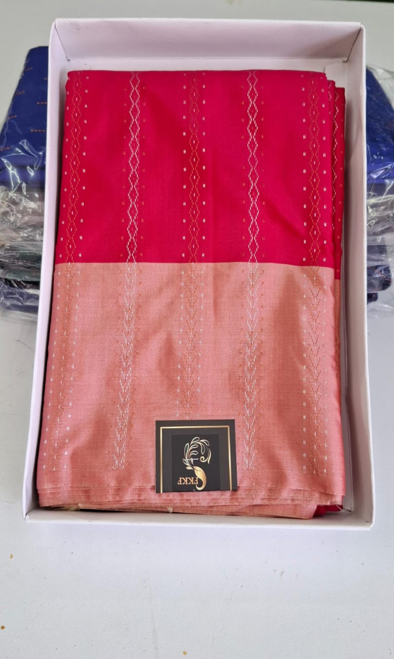 Pink With Light Peach Arani Silk Saree