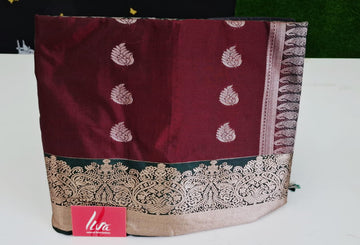 Wine Maroon With Dark gzreen Soft Silk Saree