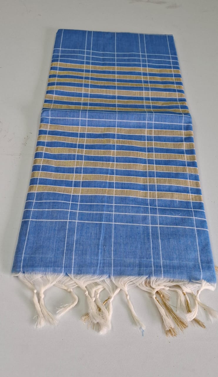 Blue Erode Cotton Saree