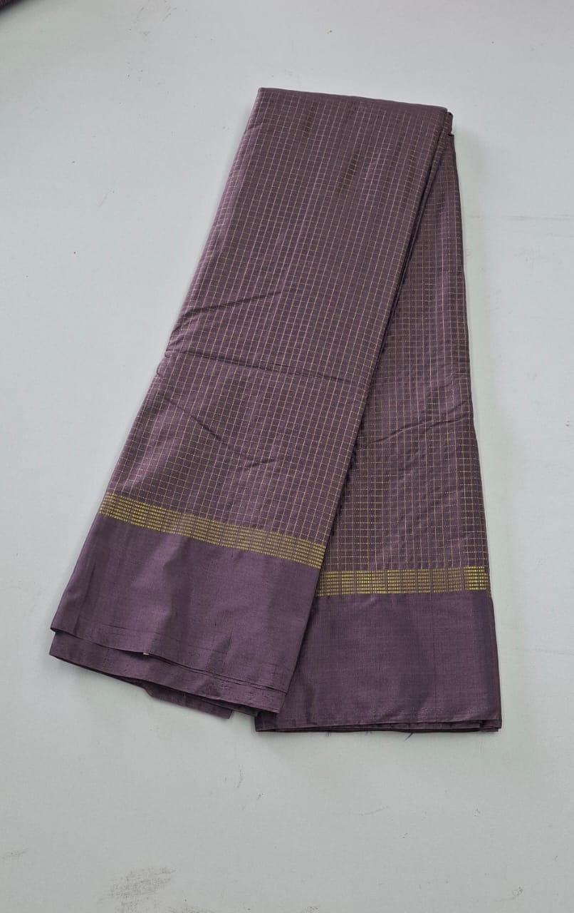 Violet Small Checked Arani Silk Saree