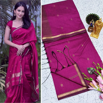 Pink Maheshwari Cotton Saree