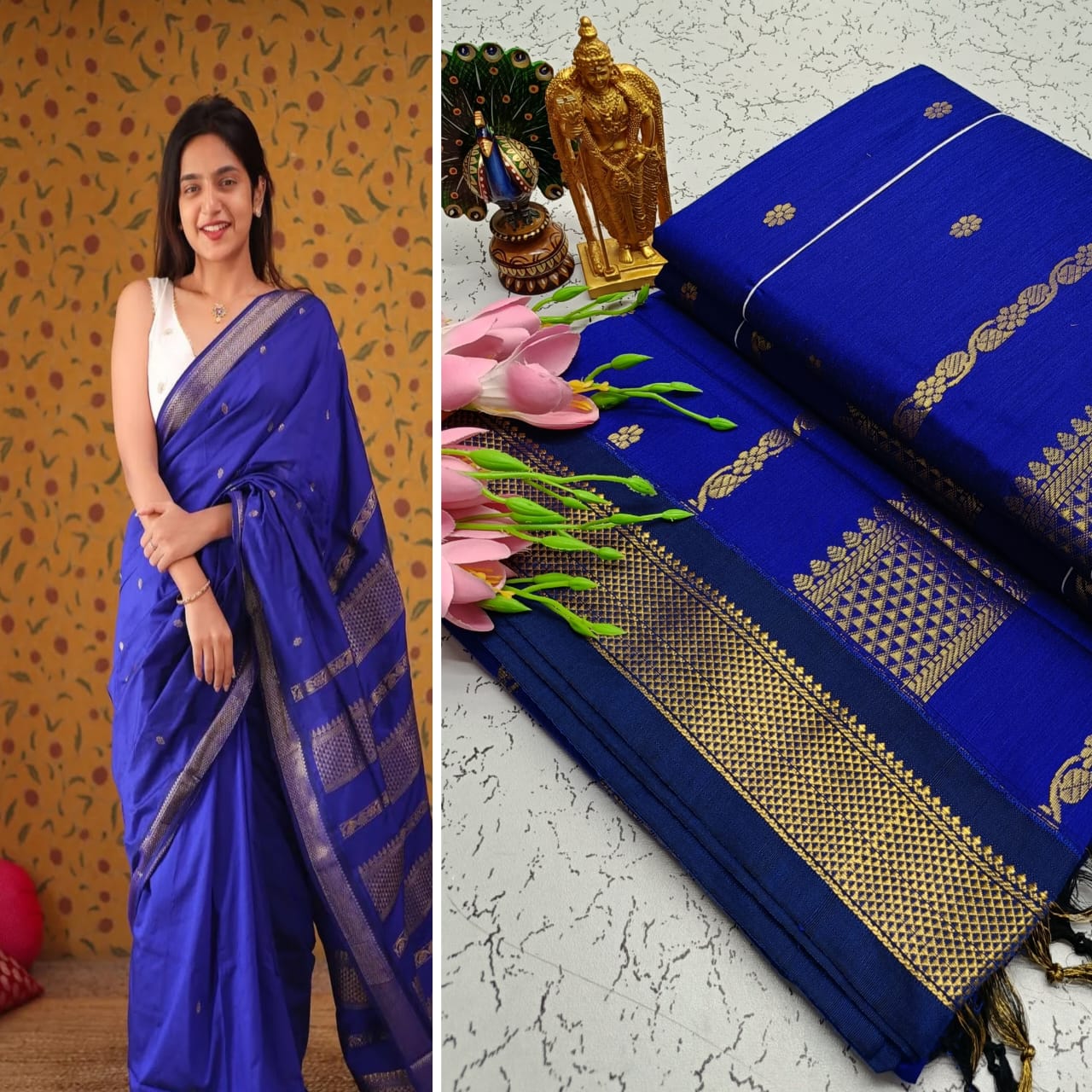 Blue Kalyani Cotton Saree