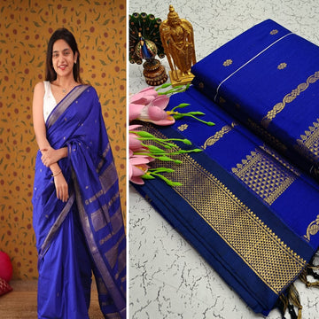 Blue Kalyani Cotton Saree