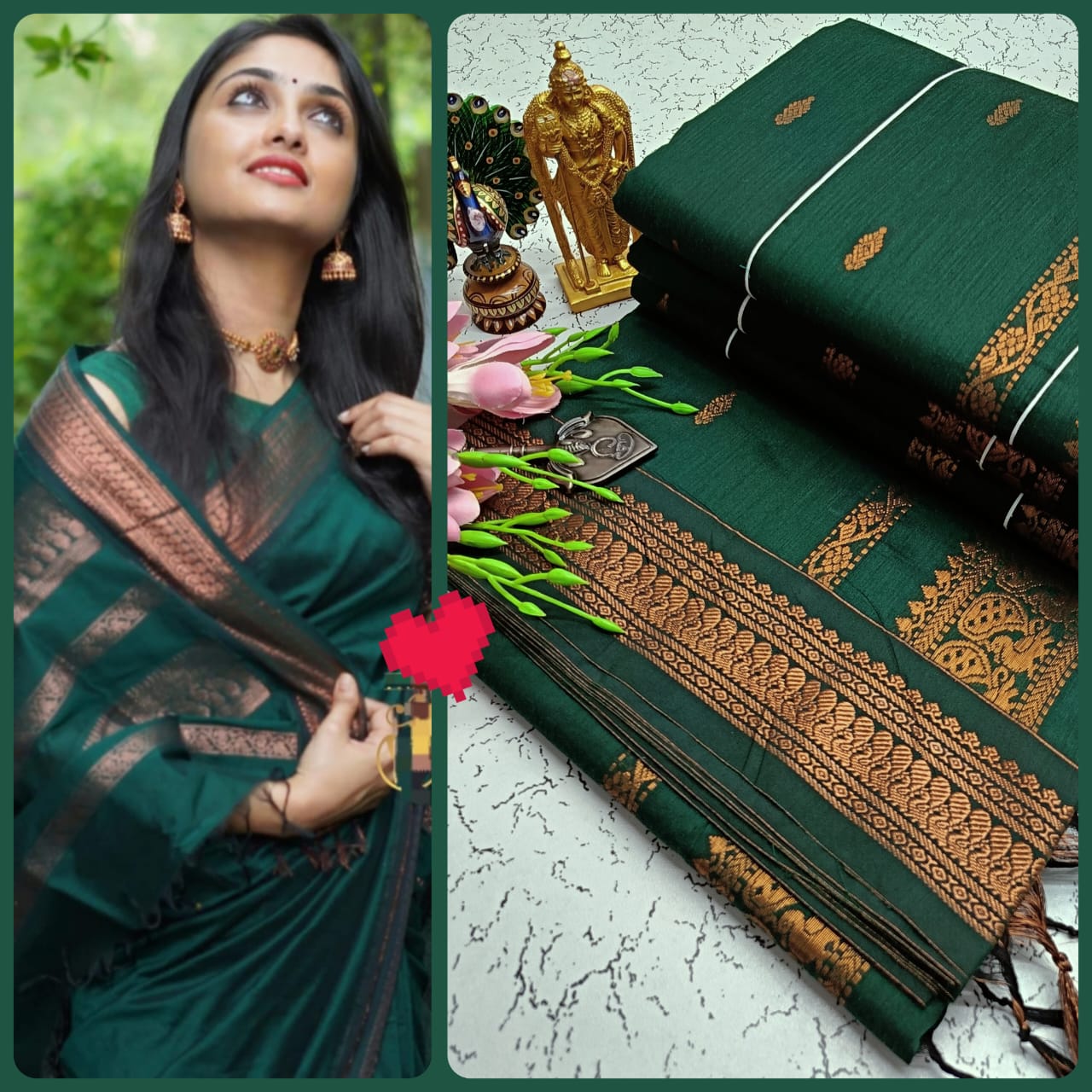 Green Kalyani Cotton Saree