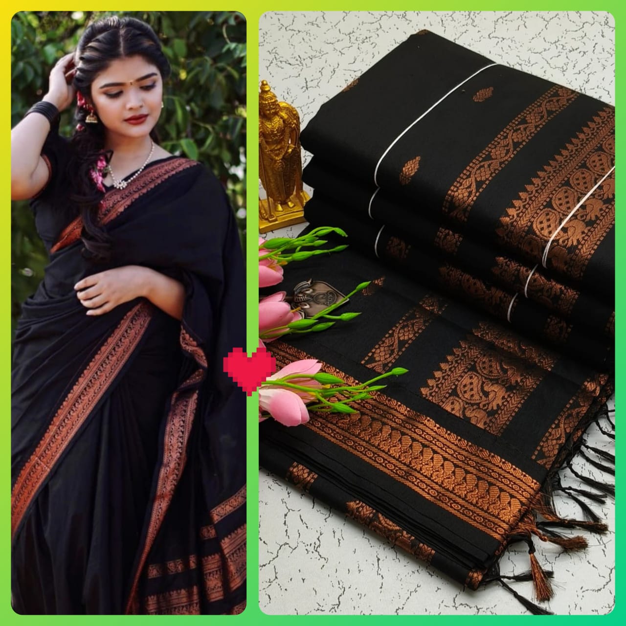 Black Kalyani Cotton Saree