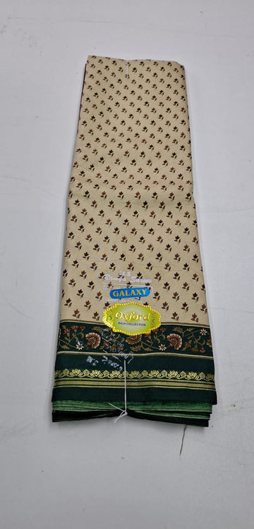 Cream With Dark Green Punam Saree