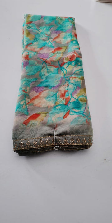 Sky Blue With cream Punam Saree