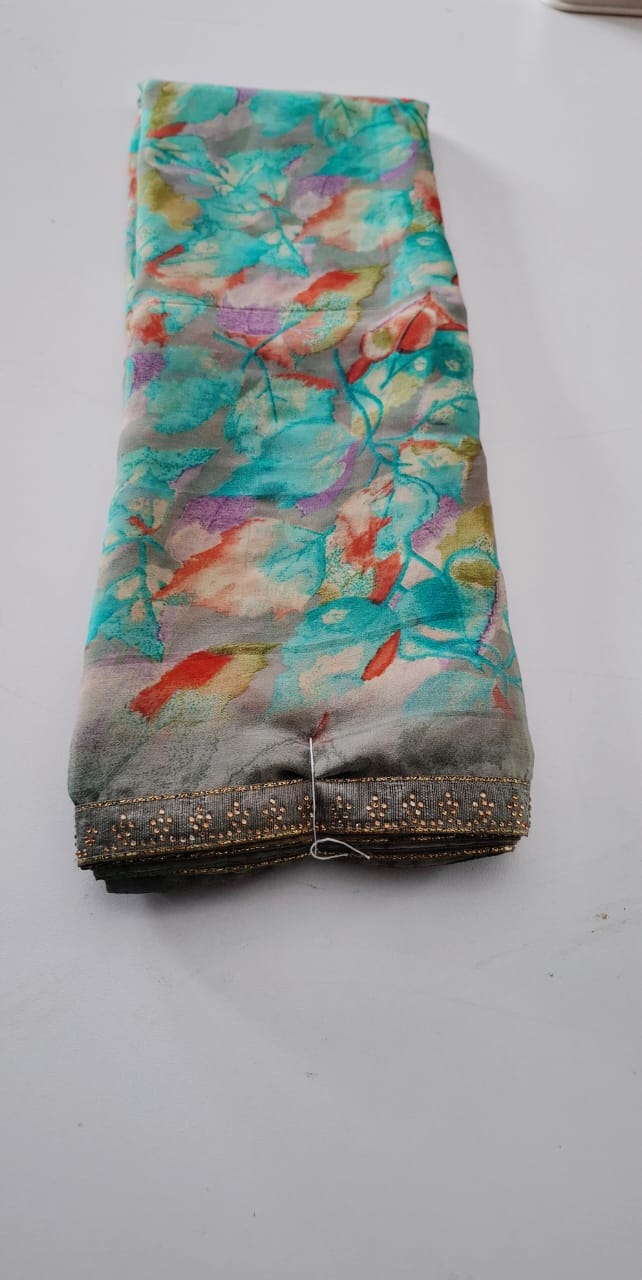 Sky Blue With cream Punam Saree