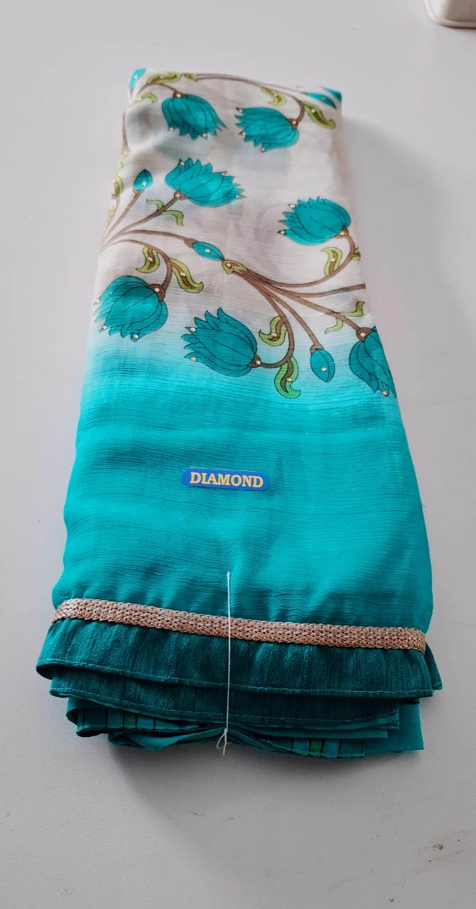 White With Sky Blue Punam Saree