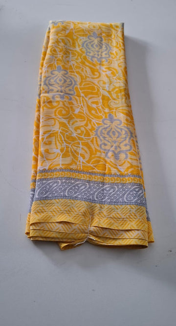 Yellow With Grey Punam Saree