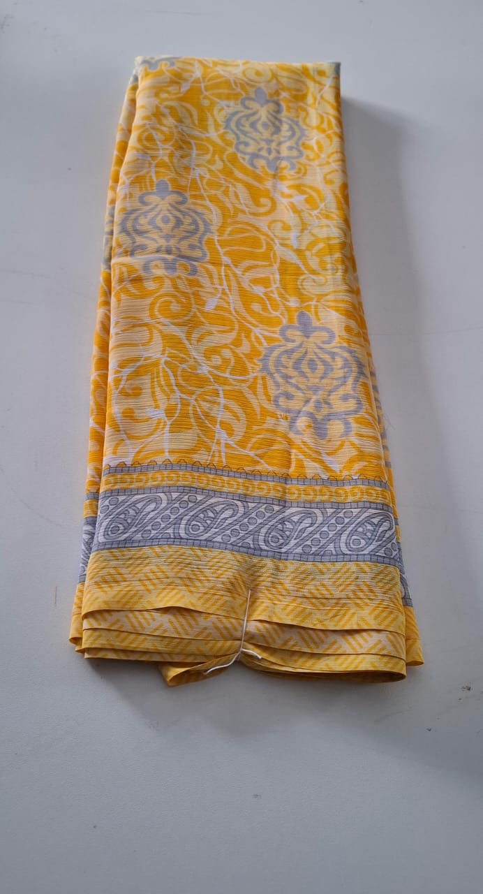 Yellow With Grey Punam Saree