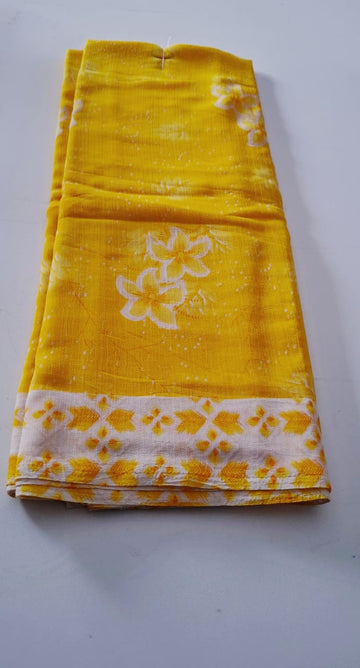 Yellow With White Punam  Saree