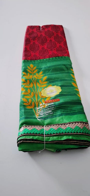 Red With Green Punam Saree